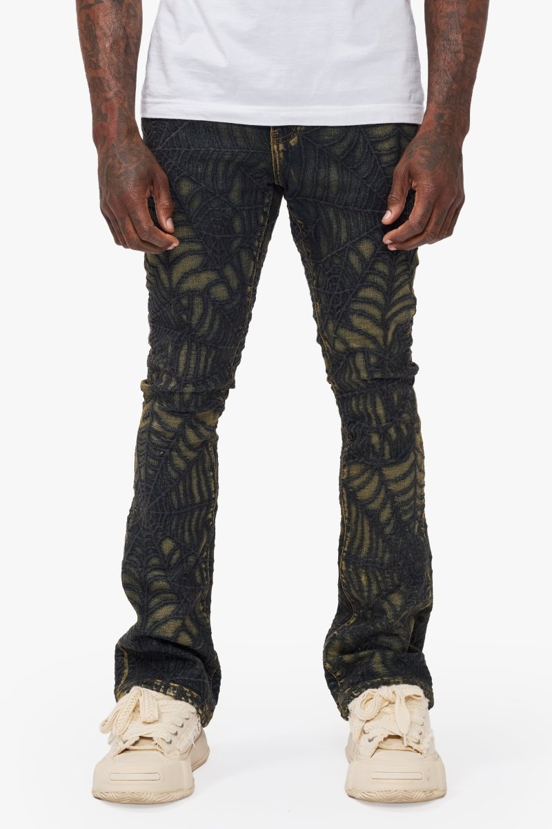 Operator Spider Vintage Blue Stacked Flare Jean – Valabasas