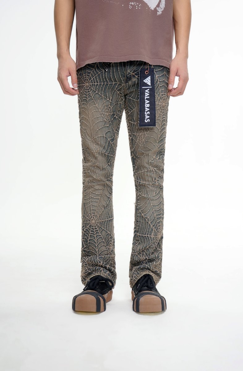 Operator Vintage Tan Washed Stacked Flare Jean - Valabasas