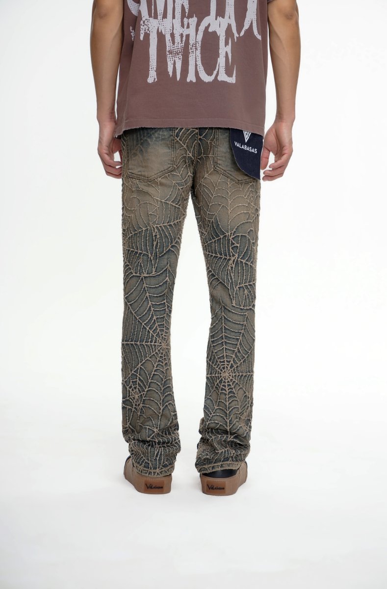 Operator Vintage Tan Washed Stacked Flare Jean - Valabasas