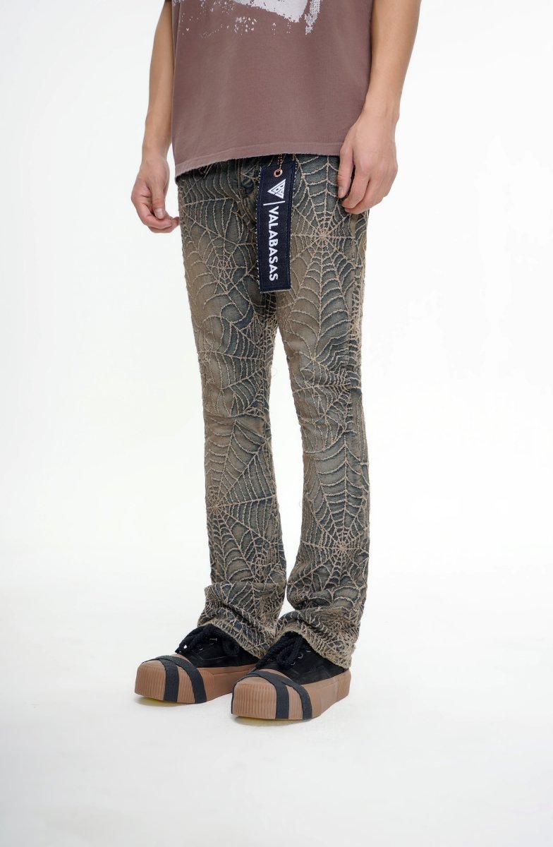 Operator Vintage Tan Washed Stacked Flare Jean - Valabasas