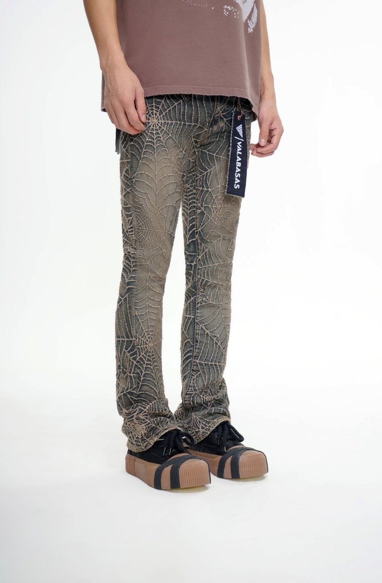 Operator Vintage Tan Washed Stacked Flare Jean - Valabasas