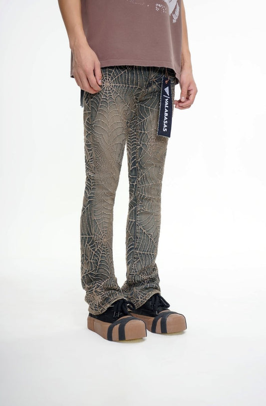 Operator Vintage Tan Washed Stacked Flare Jean - Valabasas