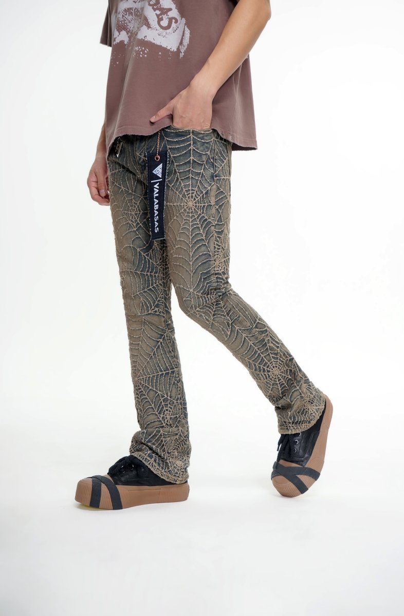 Operator Vintage Tan Washed Stacked Flare Jean - Valabasas
