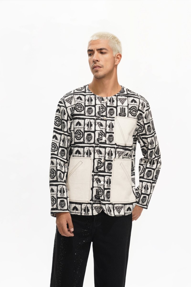 Outpost Black Cream Button Down - Valabasas