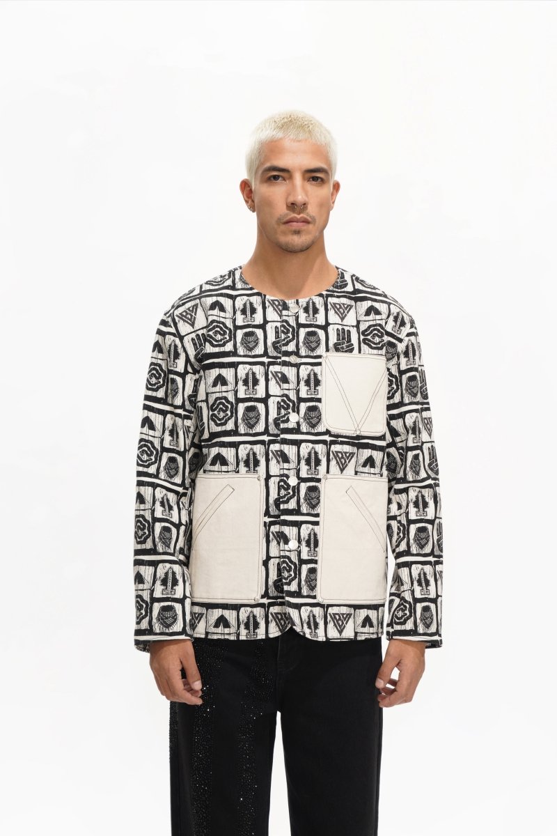 Outpost Black Cream Button Down - Valabasas