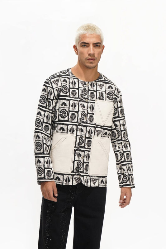 Outpost Black Cream Button Down - Valabasas