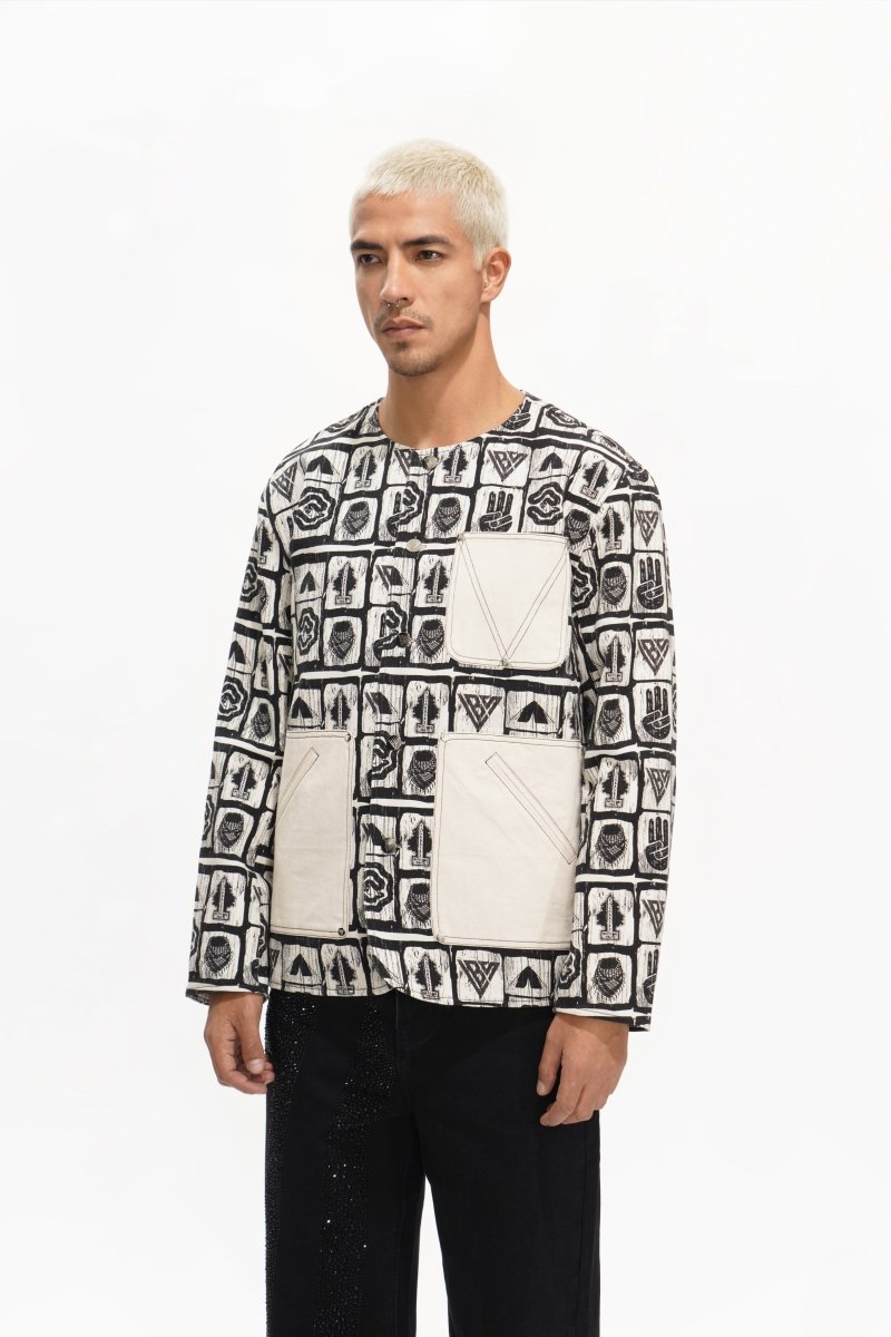 Outpost Black Cream Button Down - Valabasas