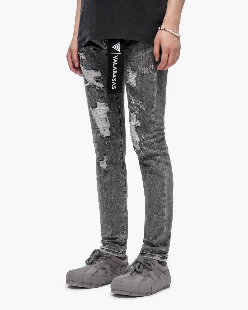 Paste Grey Washed Skinny Jeans - Valabasas