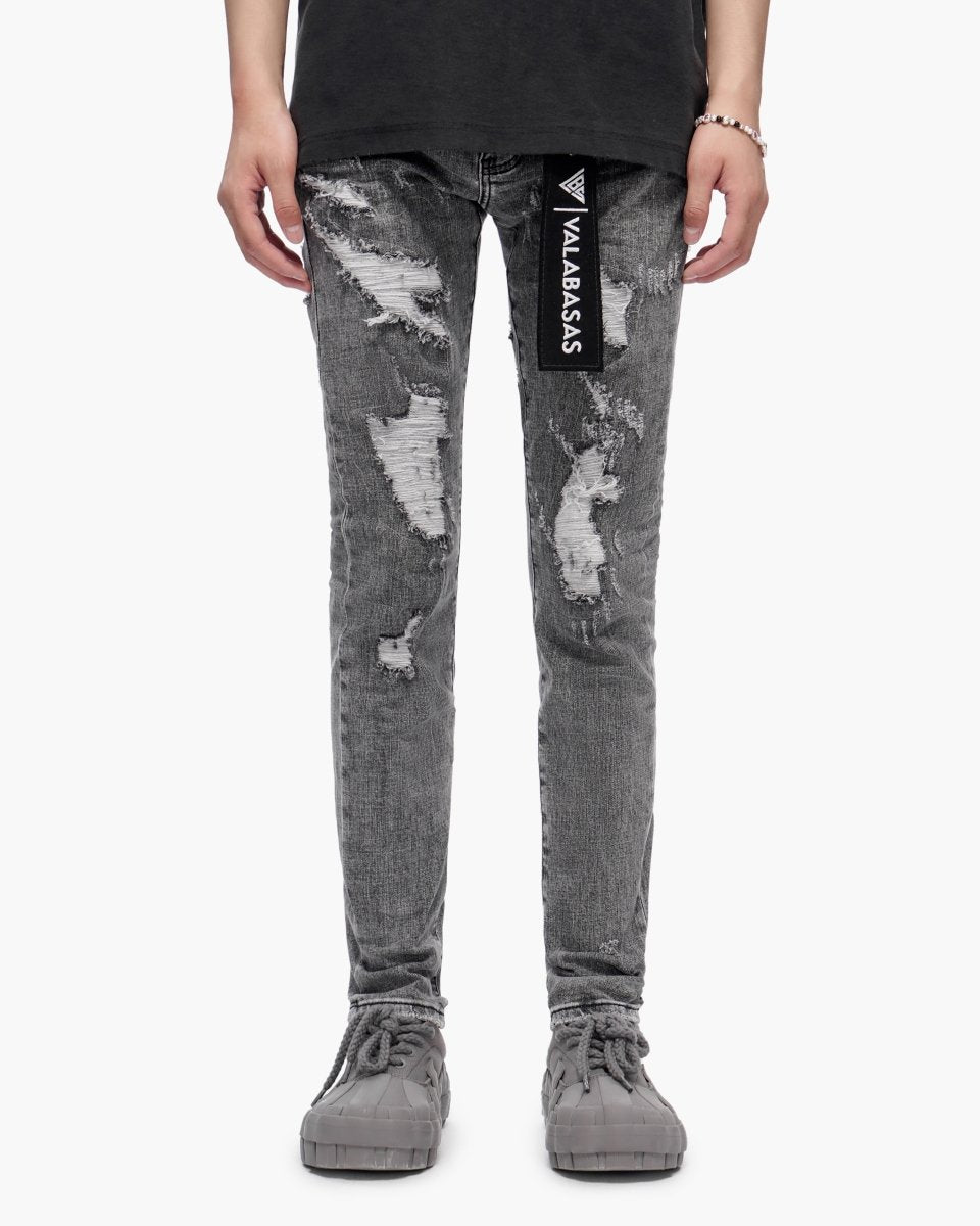 Paste Grey Washed Skinny Jeans - Valabasas
