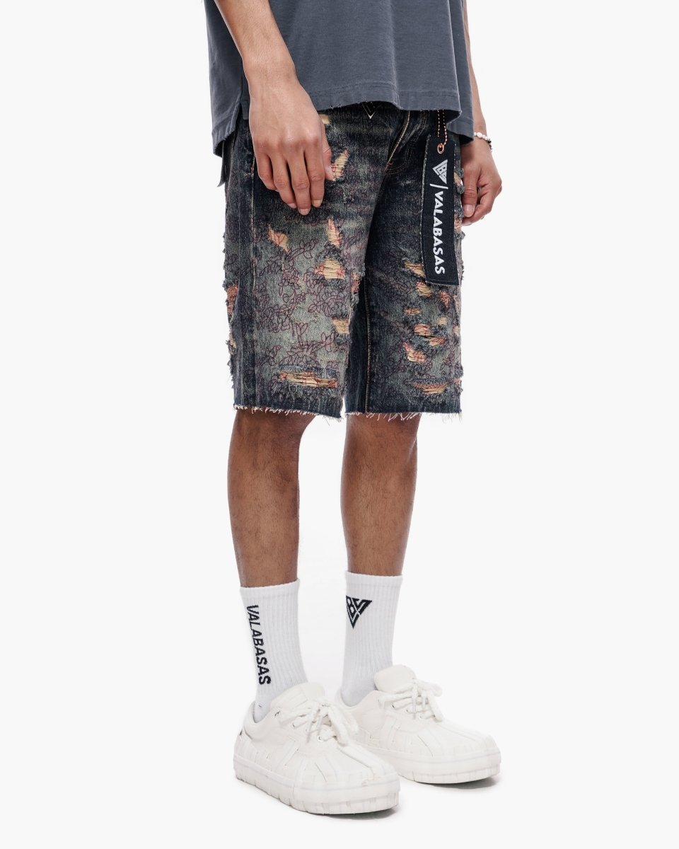 Path Jorts Dark Blue Vintage - Valabasas