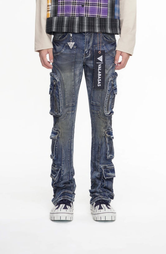 PayDay Dark Blue Stacked Jeans - Valabasas