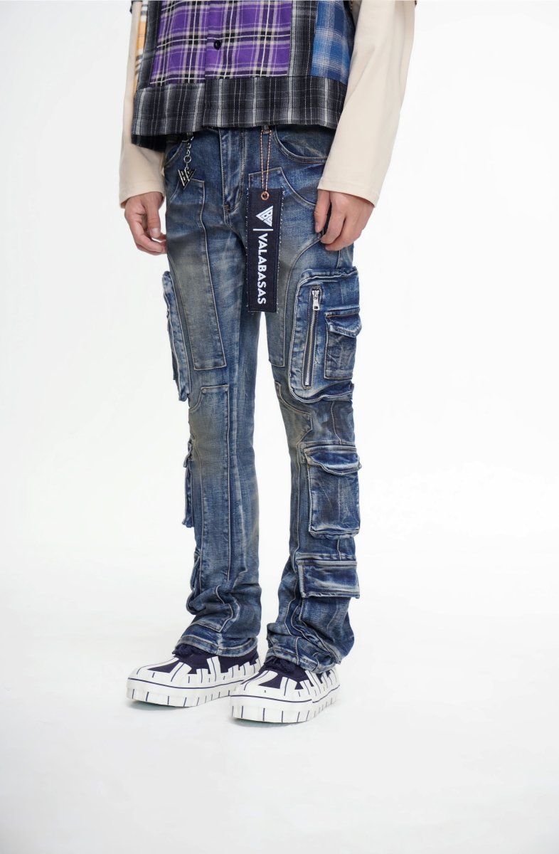 PayDay Dark Blue Stacked Jeans - Valabasas