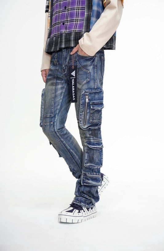 PayDay Dark Blue Stacked Jeans - Valabasas