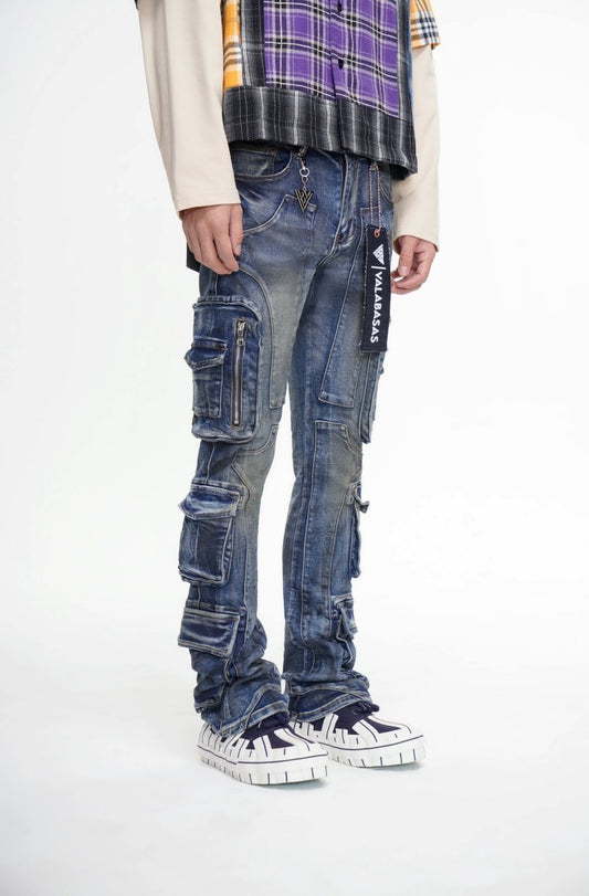 PayDay Dark Blue Stacked Jeans - Valabasas