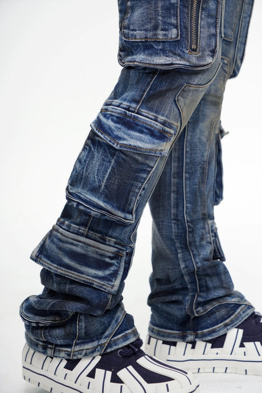 PayDay Dark Blue Stacked Jeans - Valabasas