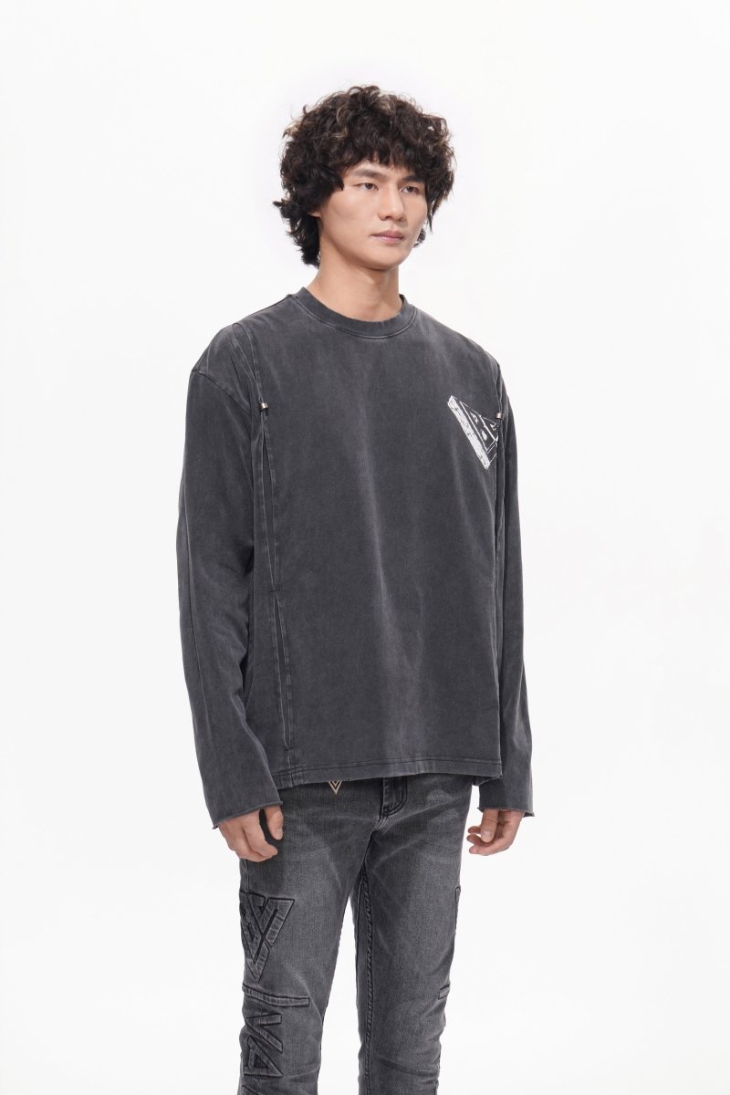 Piece Long Sleeve Tee Sunfaded Black - Valabasas