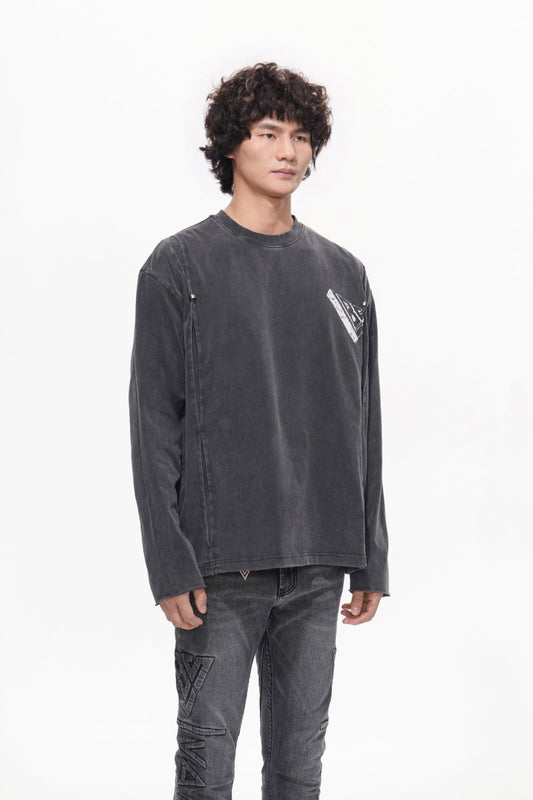 Piece Long Sleeve Tee Sunfaded Black - Valabasas