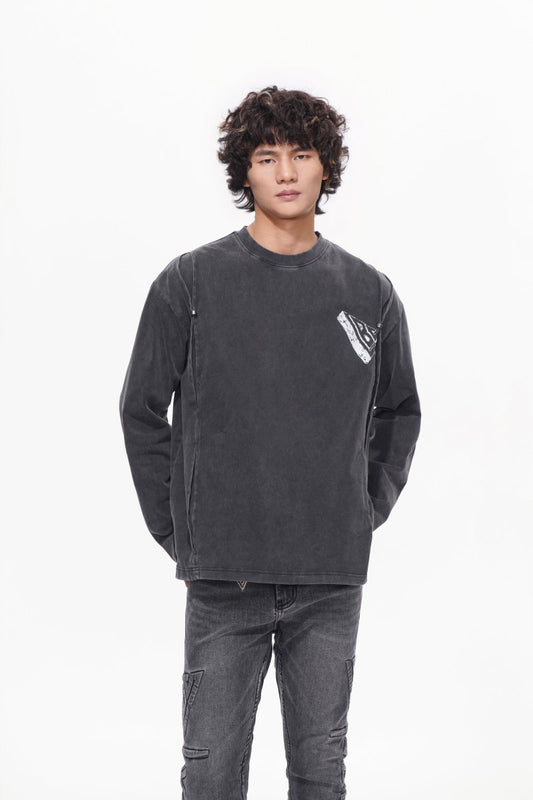 Piece Long Sleeve Tee Sunfaded Black - Valabasas