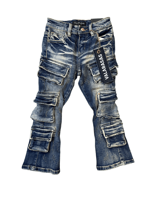 "PINNACLE" KIDS STACKED FLARE "DARK VINTAGE BLUE" - Valabasas