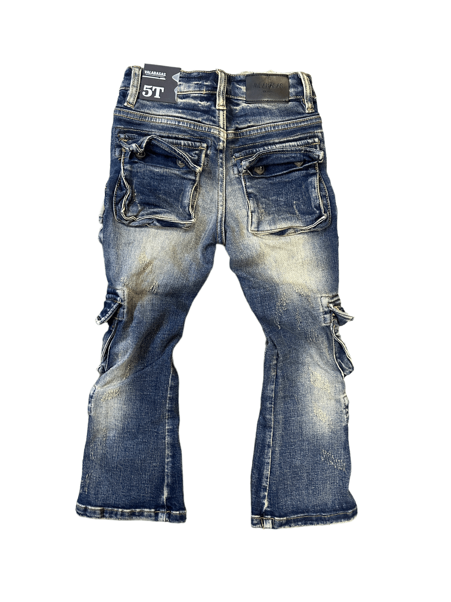 "PINNACLE" KIDS STACKED FLARE "DARK VINTAGE BLUE" - Valabasas