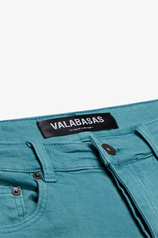 "PINNACLE” STACKED FLARE JEAN AQUA - Valabasas