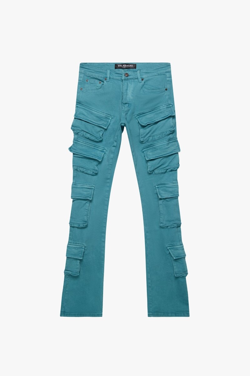 "PINNACLE” STACKED FLARE JEAN AQUA - Valabasas