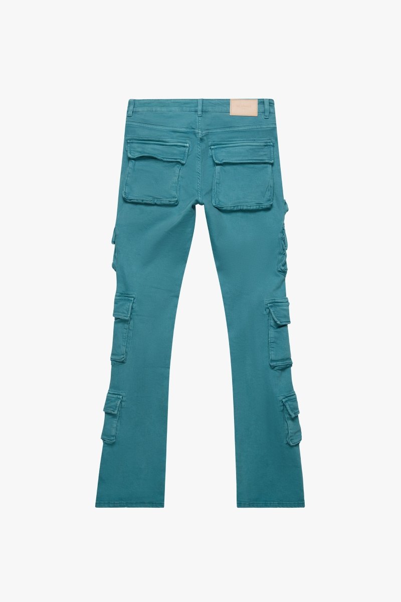 "PINNACLE” STACKED FLARE JEAN AQUA - Valabasas