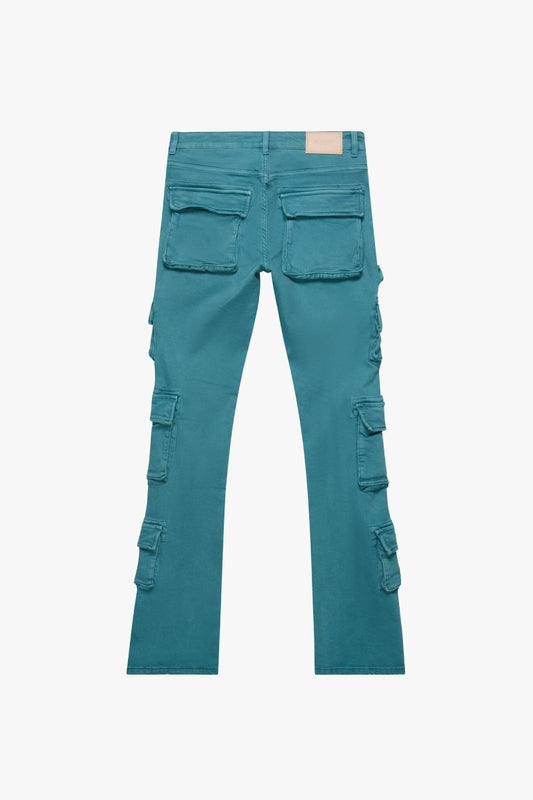 "PINNACLE” STACKED FLARE JEAN AQUA - Valabasas