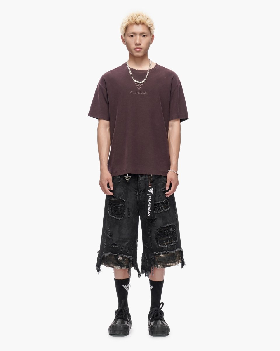 VALABASAS Plunder Jorts Black Wash front full-body view