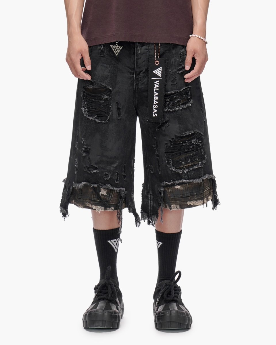 VALABASAS Plunder Jorts Black Wash front full-length view