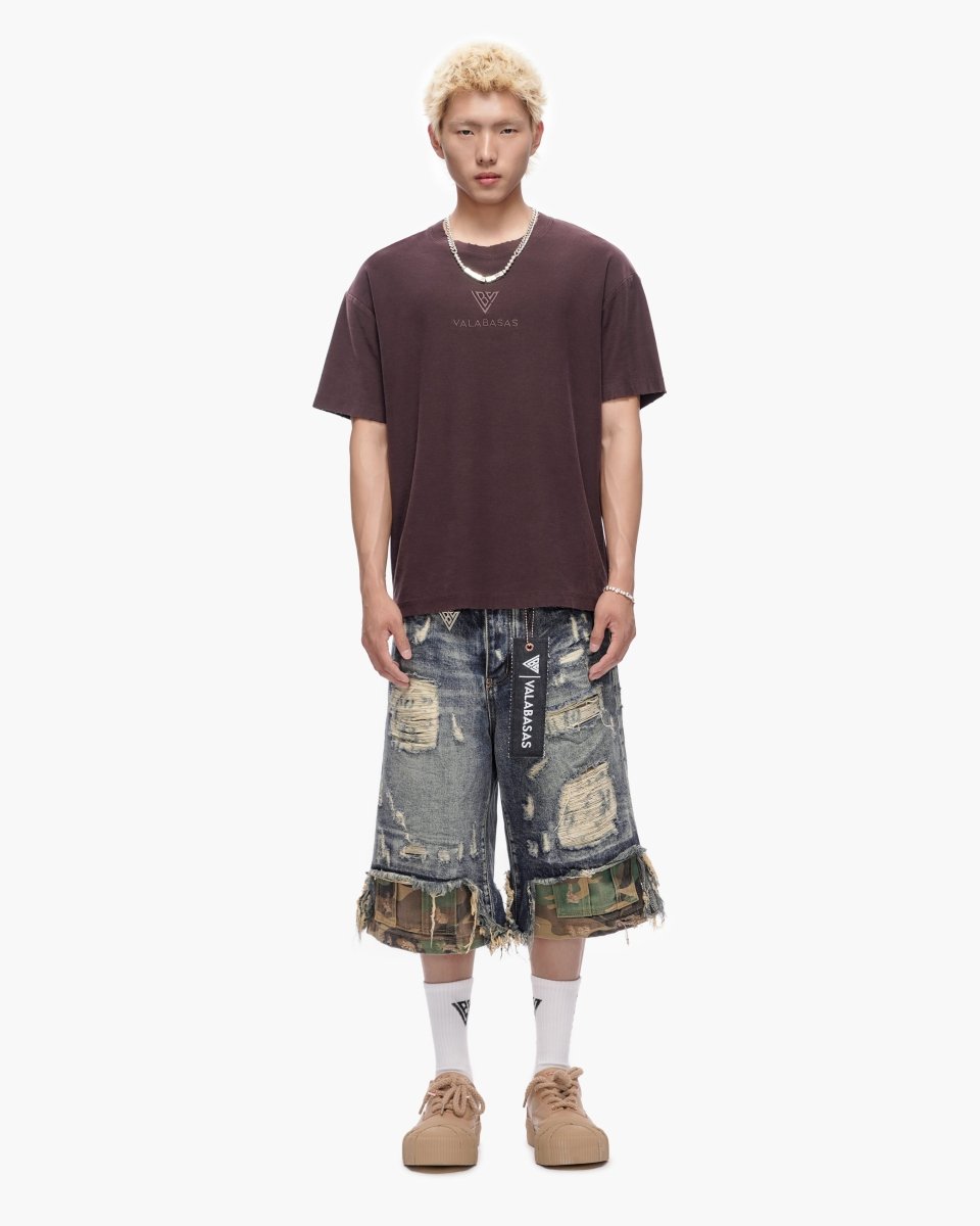 VALABASAS Plunder Jorts Dark Blue Wash front full-body view