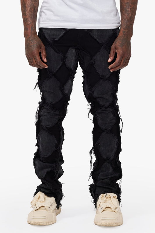 Pocket Black Grey Stacked Jeans - Valabasas