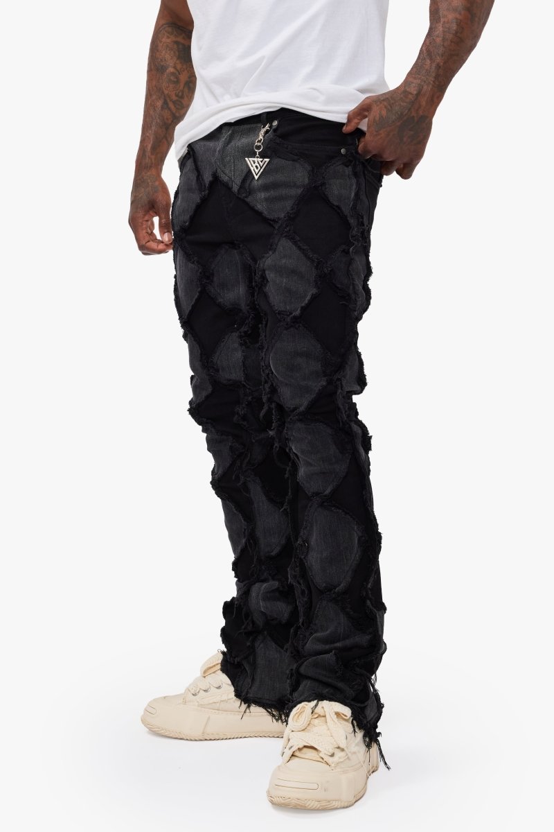 Pocket Black Grey Stacked Jeans - Valabasas
