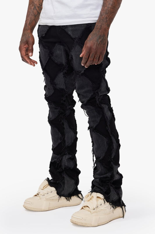 Pocket Black Grey Stacked Jeans - Valabasas