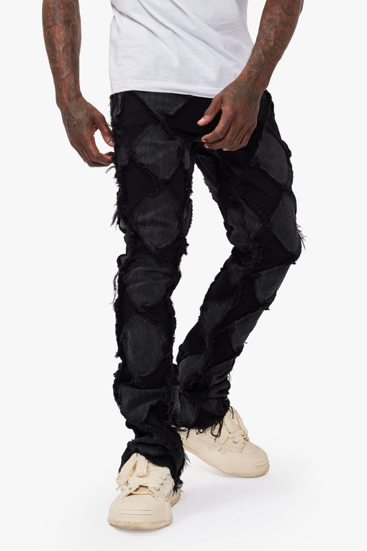 Pocket Black Grey Stacked Jeans - Valabasas
