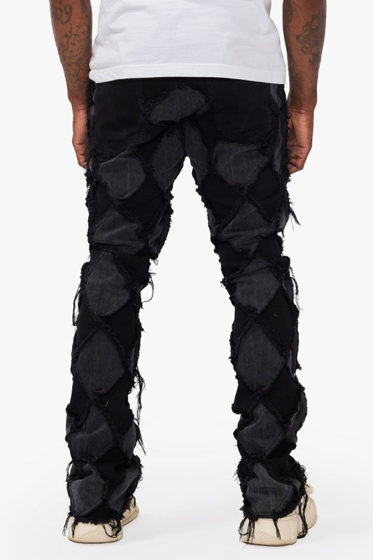 Pocket Black Grey Stacked Jeans - Valabasas