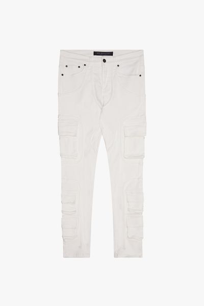 "POCKET TRAIL" WHITE SKINNY DENIM JEAN WHITE - Valabasas