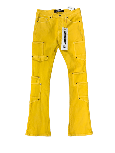 "POCROS" STACKED FLARE JEAN YELLOW - Valabasas