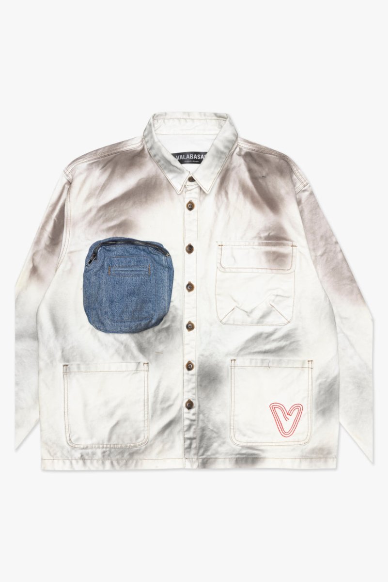 "POKTEK" BUTTON DOWN DIRTY WHITE - Valabasas