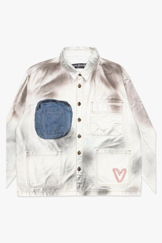 "POKTEK" BUTTON DOWN DIRTY WHITE - Valabasas