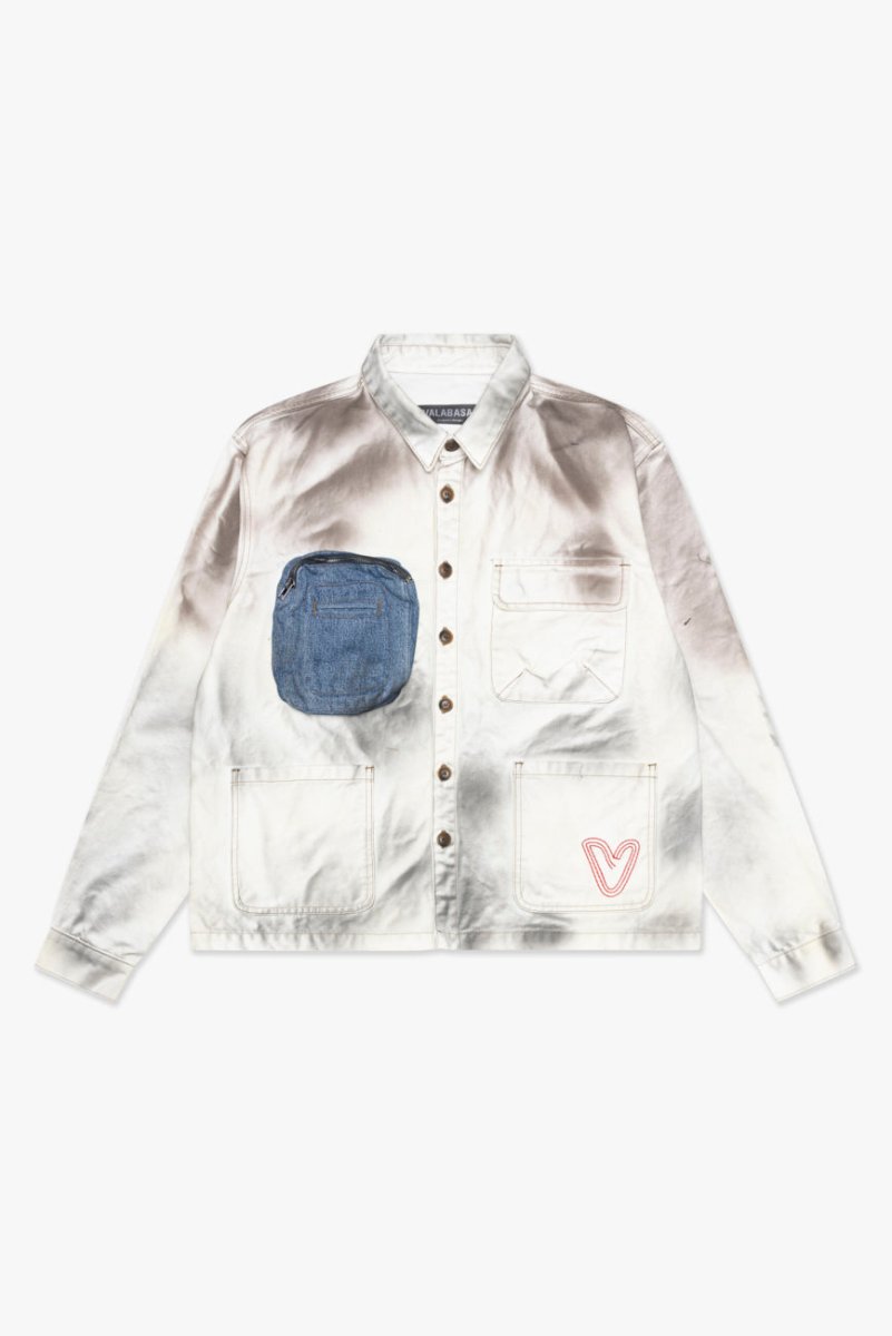 "POKTEK" BUTTON DOWN DIRTY WHITE - Valabasas