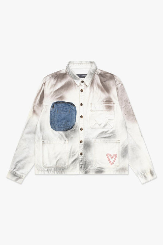 "POKTEK" BUTTON DOWN DIRTY WHITE - Valabasas