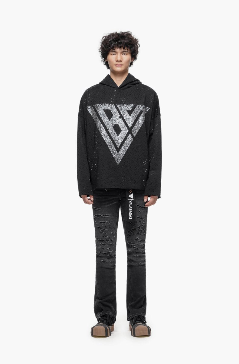 STONE  ブラックパーカー　さわやま STONE ブラックパーカー さわやま Poppin Black Rhinestone Hoodie