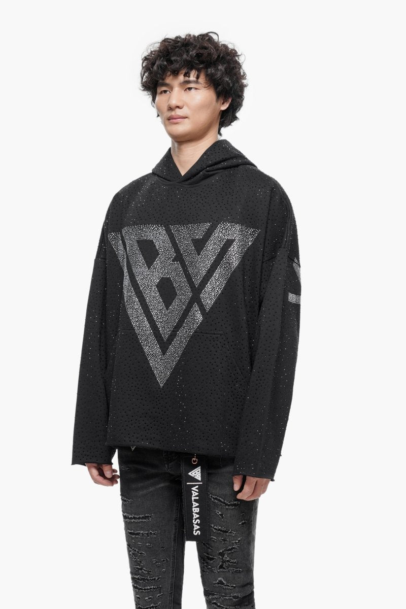 Poppin Black Rhinestone Pullover - Valabasas