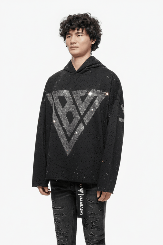 Poppin Black Rhinestone Pullover - Valabasas