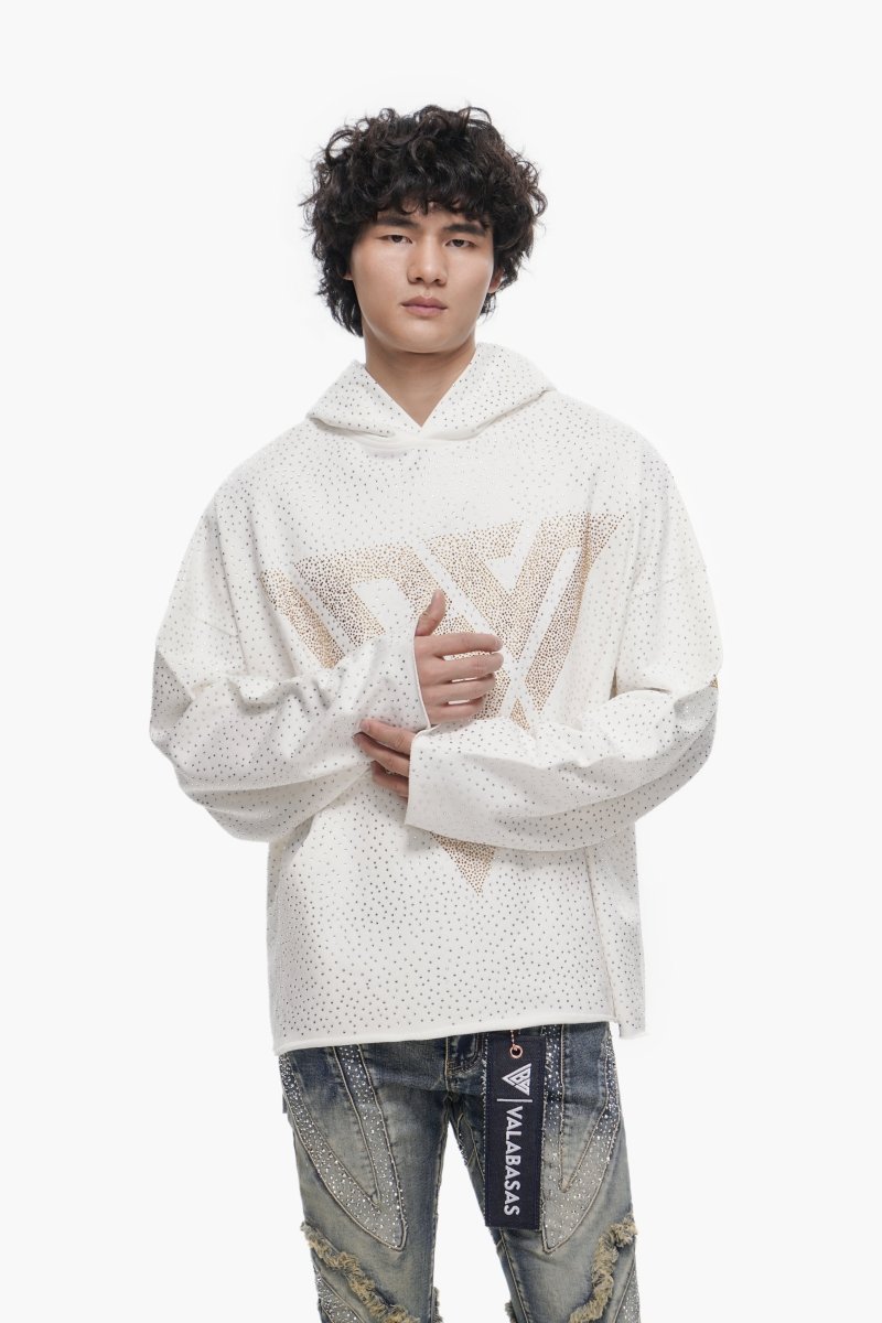 Poppin White Rhinestone Pullover - Valabasas