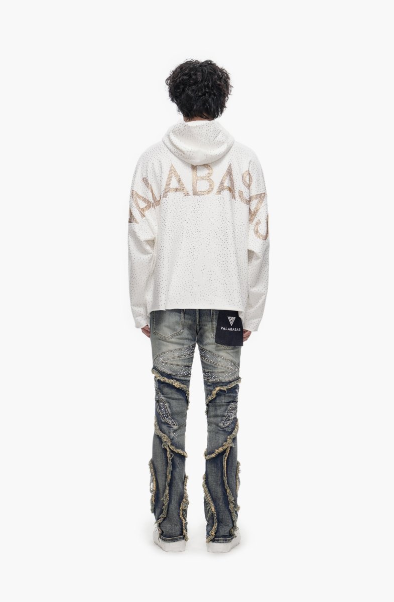 Poppin White Rhinestone Pullover - Valabasas