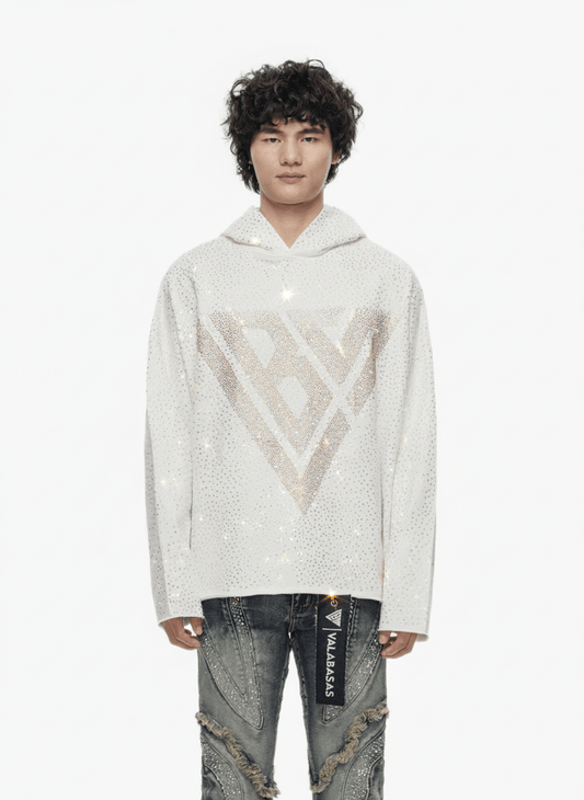 Poppin White Rhinestone Pullover - Valabasas