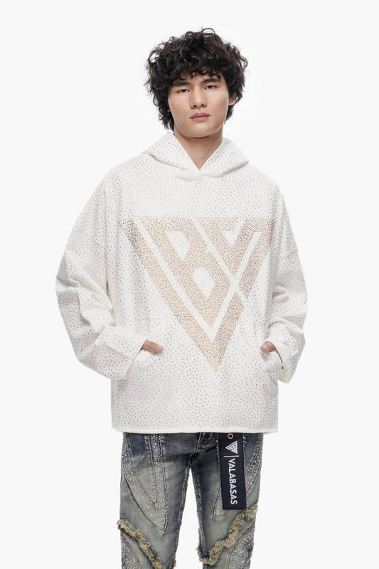 Poppin White Rhinestone Pullover - Valabasas