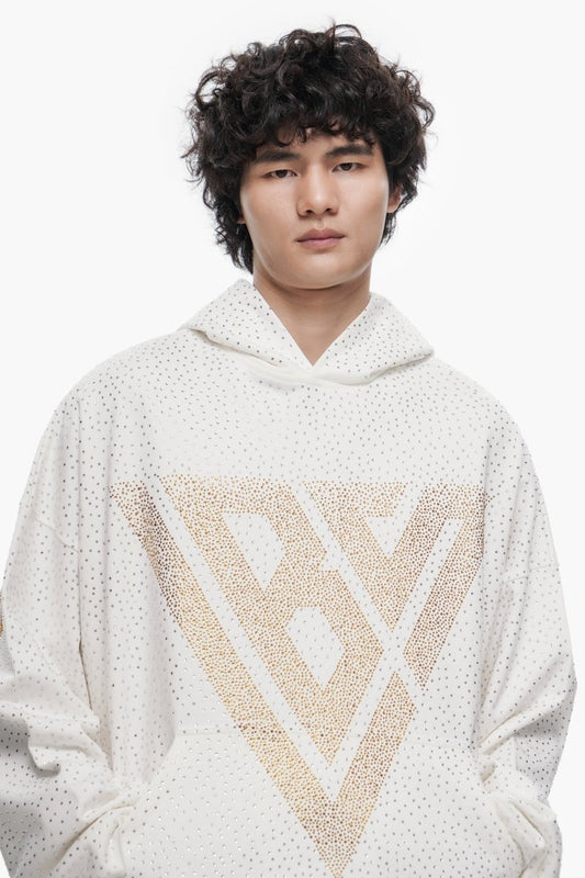 Poppin White Rhinestone Pullover - Valabasas